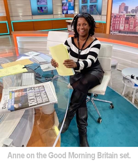 Anne on the set of Good Morning Britain